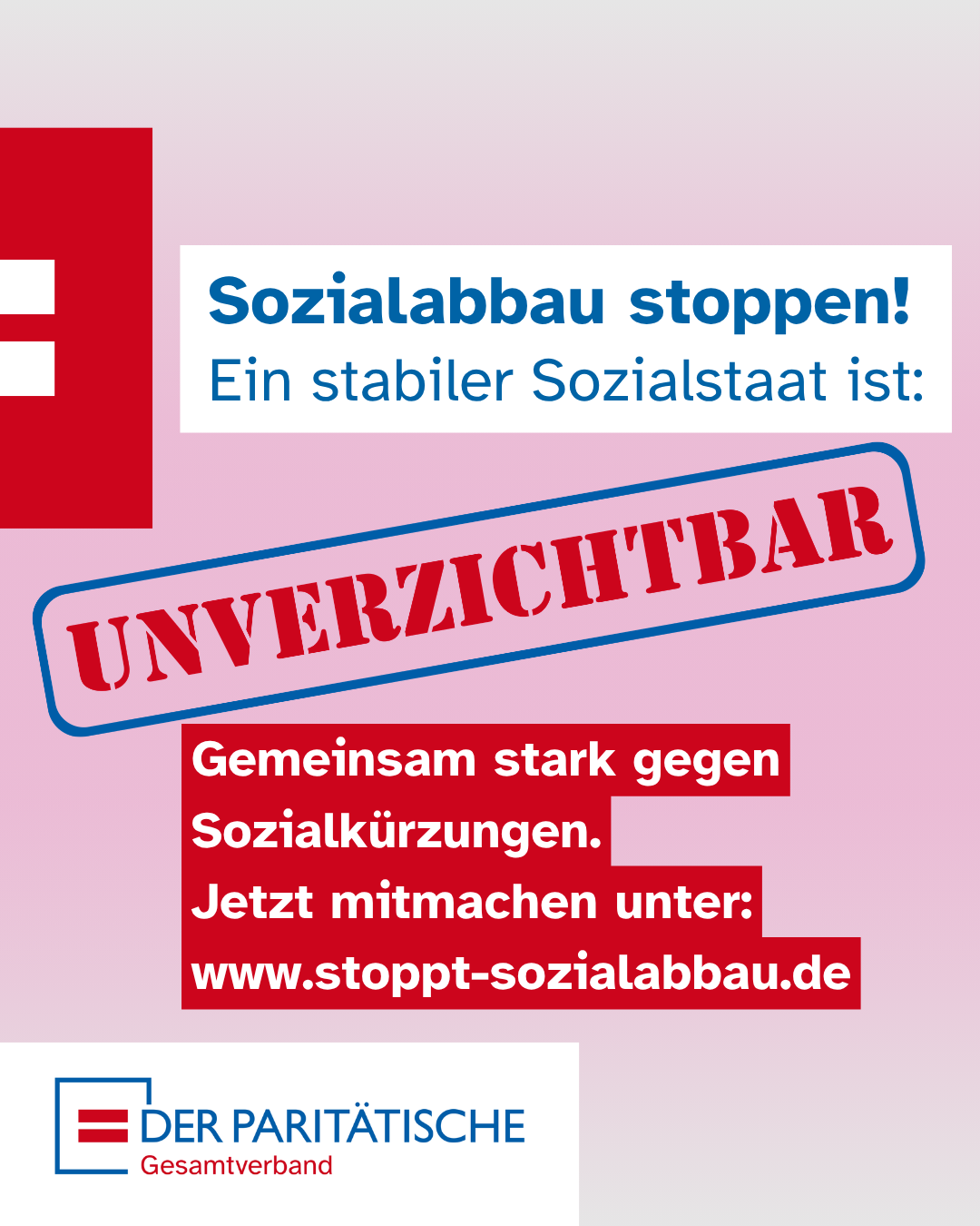 Sharepic des Paritätischen zu Kürzungen am Sozialstaat